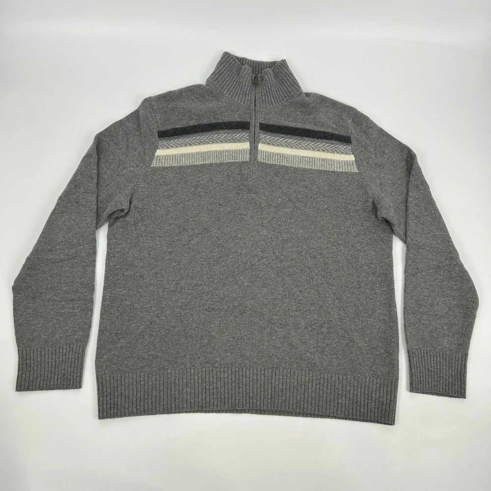 Banana Republic Sweater‎ Mens XL Gray 1/4 Zip Wool Blend Italian Yarn
